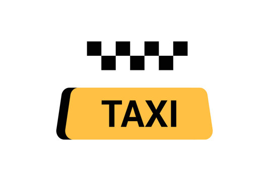 Taxi Sign With Black Checkered Pattern In Flat Vector Illustration Symbolizing Transportation Services, Urban Mobility, And Taxi Availability, Isolated On White Background.