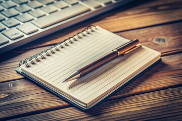 Notepad, Pen, Keyboard: Workspace Desk Still Life Photography