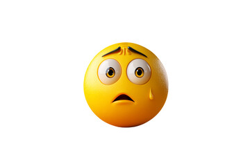 Create a yellow emoji with small, anxious eyes, a quivering mouth, and a drop of sweat on the forehead, showing nervousness