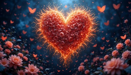 A love heart in a Dreamy Landscape