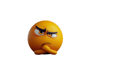 Generate a thoughtful emoji with one raised eyebrow, a hand on its chin, and squinted eyes, as if pondering something deep