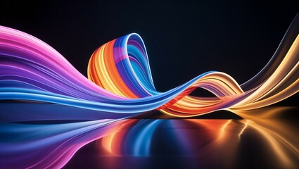 Dynamic color lines flow in abstract wave motion, creating a fractal light effect