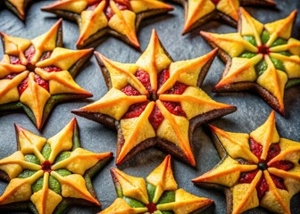 Fototapeta premium Ninja star-shaped treats! Delicious cookies, cakes, and sushi await.