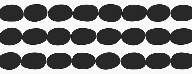Minimalist black and white background with black oval shapes on a white background, creating a modern, abstract texture. Cute pattern background vector. White background.