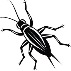 Cricket silhouette vector illustration, Cricket line art vector design, Cricket insect vector icon