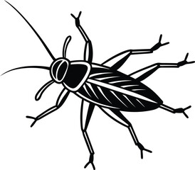 Cricket silhouette vector illustration, Cricket line art vector design, Cricket insect vector icon