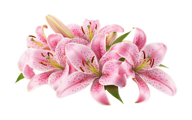 Fototapeta premium Elegant pink lily flowers on floral still life bright captivating view nature's beauty isolated on transparent background png