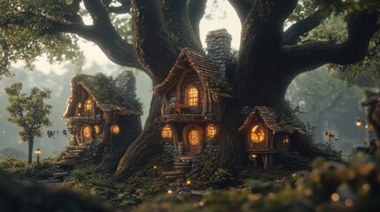 A village where the houses are built inside giant