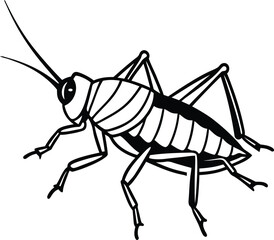 Cricket silhouette vector illustration, Cricket line art vector design, Cricket insect vector icon
