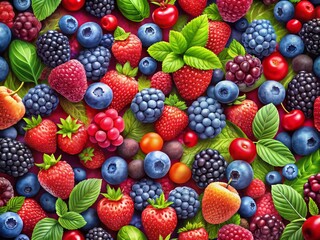 Fototapeta premium Panoramic Abstract Berry Repeat Pattern Background Texture