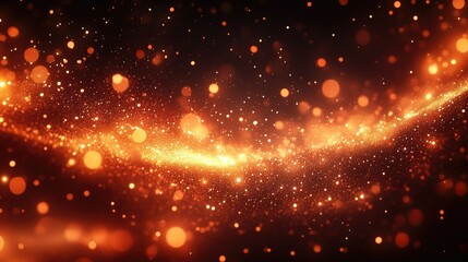 Fototapeta premium A mesmerizing display of shimmering orange and gold particles swirling in a cosmic background