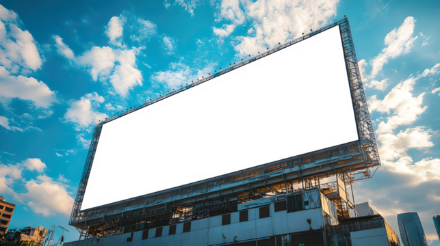 Mock-up of a blank white building hoarding branding space in Bangkok at noon