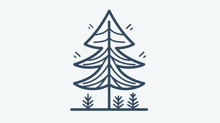 Minimalist Pine Tree Line Art Vector Illustration