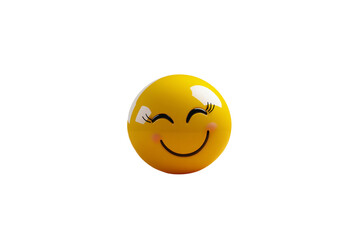 Happy Emoji: "Design a cheerful emoji with a big smile, rosy cheeks, and sparkling eyes. The emoji should look friendly and vibrant with a yellow round face