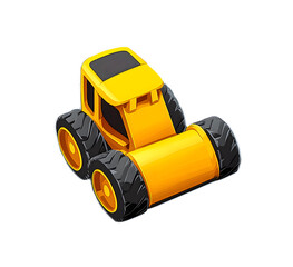 Fototapeta premium Cartoon sticker of a yellow construction roller on dark grey background
