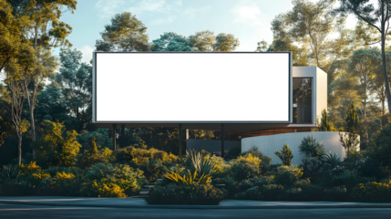 Mock-up of a blank white building hoarding branding space in Sydney at noon