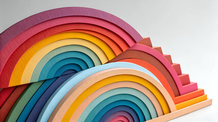 Obraz premium Abstract geometric shapes in vibrant colors, with a 3D layered paper-cut style