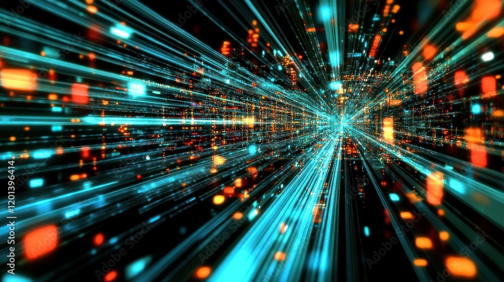 Poster abstract digital data stream visualization