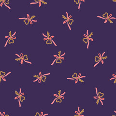 Elegant seamless pattern of heart-shaped keys tied with pink ribbon bows. A romantic design for weddings, Valentine’s Day, and love-themed stationery. Ideal for gift wrap, textiles, and decorative pro