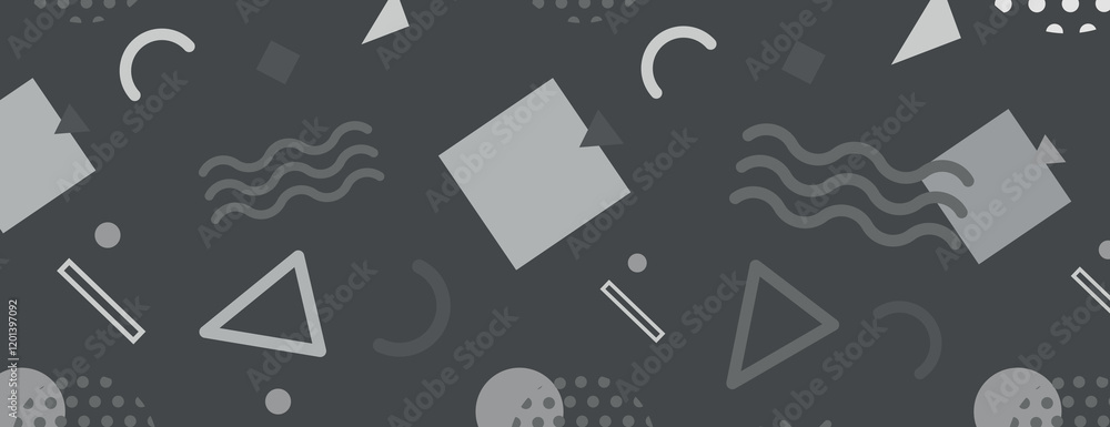 Poster dark gray background with geometric shapes. the background features a smooth texture with gray, gray