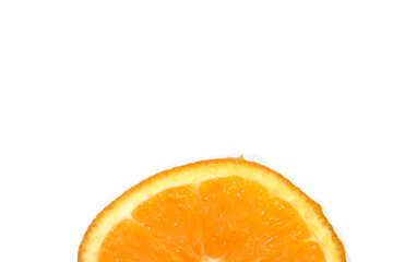 Close Up of Cirtus Fruit Orange Slice Cut on a White Background Isolated