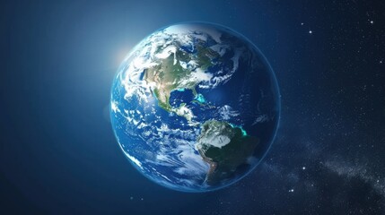 Fototapeta premium Spectacular Sunrise: Earth's Splendid Outlook as Observed from the Depths of Space