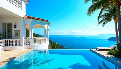 Luxury villa with infinity pool overlooking ocean.  Enjoy breathtaking views and a tranquil escape.