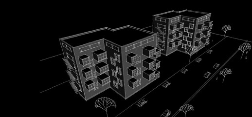 city ​​modern residential architecture concept 3D illustration