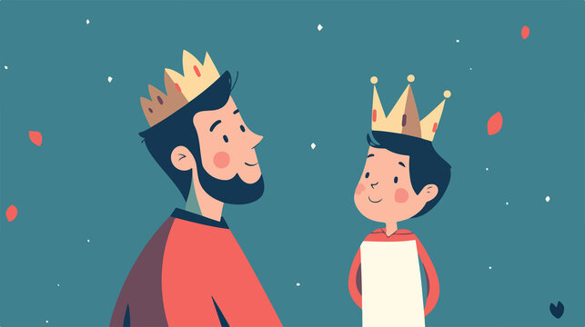 Fathers Day Family Love Crown Flat Vector Illustration