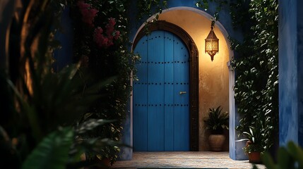 A blue doorway at medina one its total the neighborhood
