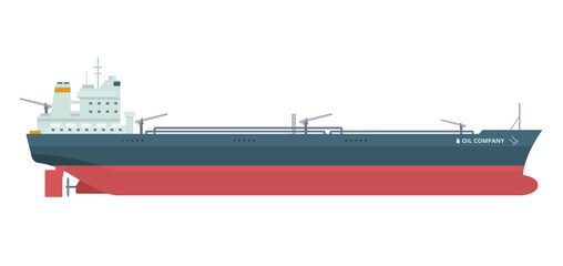 Oil Tanker Ship Vector Illustration. Fully Editable Element. Object Isolated on White Background. Easy to Edit and Customize