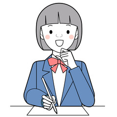 テストを受ける女子中高生