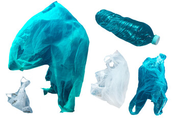 Underwater Plastic Waste - Isolated PNG with Transparent Background