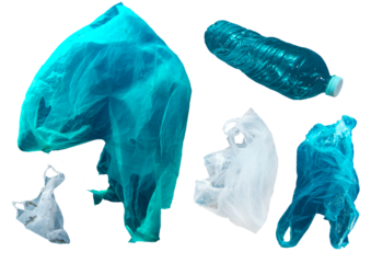 Underwater Plastic Waste - Isolated PNG with Transparent Background
