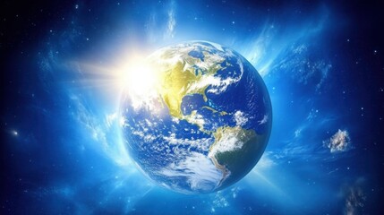 Fototapeta premium Spectacular Sunrise: Earth's Splendid Outlook as Observed from the Depths of Space
