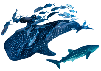 Whale Shark, Rhincodon Typus  – Isolated PNG on Transparent Background