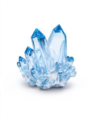 Blue crystalline cluster illustration on white background depicting minerals