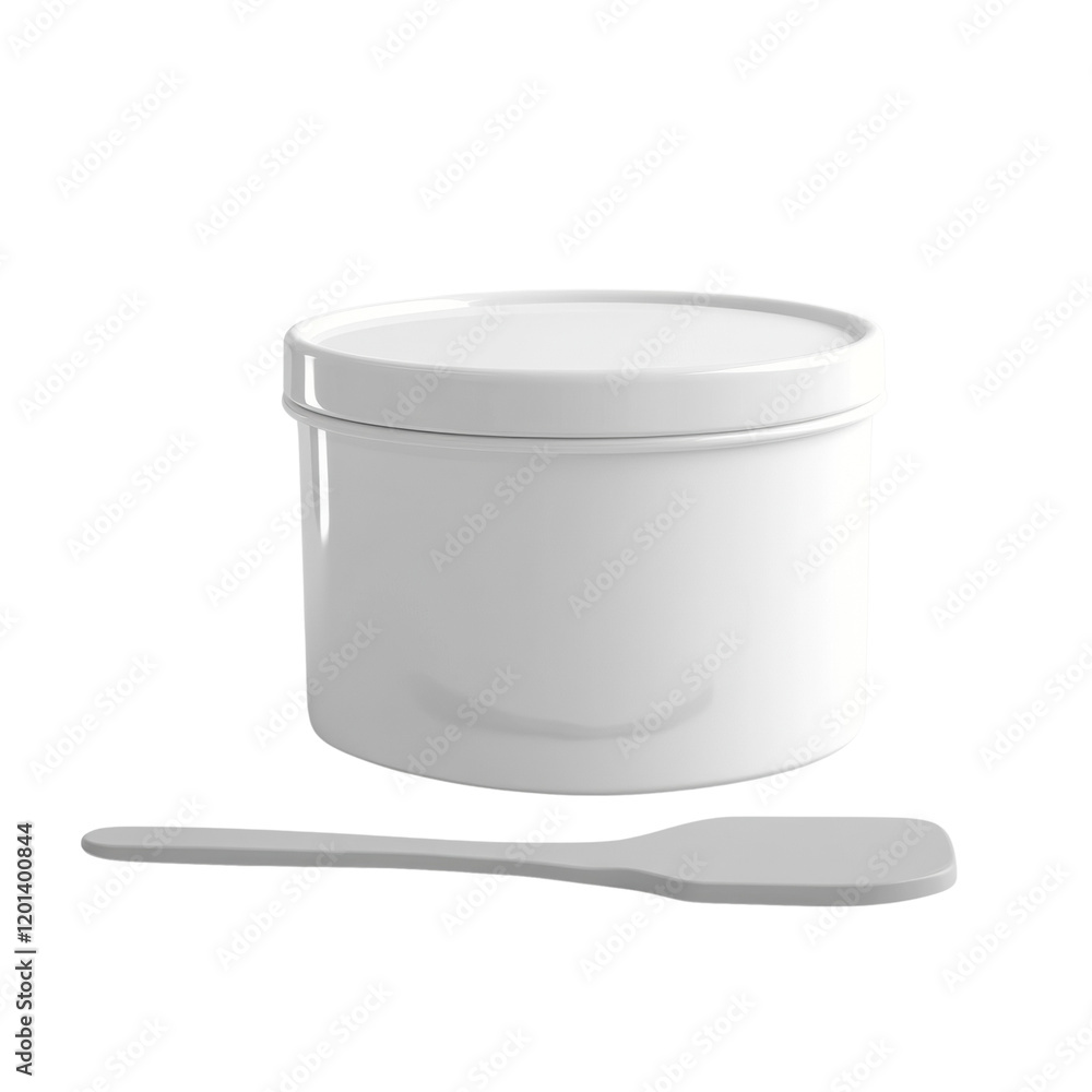 Poster white container with matching serving spoon