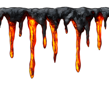 Molten Lava Flowing Seamless Texture Transparent Background, PNG