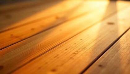 Warm sunlight illuminating a wooden surface.  Golden hues and natural wood grain texture.
