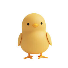 A Cute Yellow Chick Stands on White Background