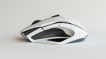 A high-performance gaming mouse with customizable buttons and LED lighting, placed on a smooth white surface. The ergonomic shape enhances usability.
