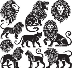 Obraz premium Lion vector illustration in black and white