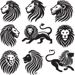 Lion vector illustration in black and white