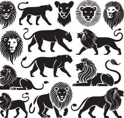 Lion vector illustration in black and white