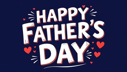 Happy Father’s Day design with bold creative typography, heart symbols, and festive layout for banners, gift cards, and posters celebrating love, family, and appreciation for dads worldwide