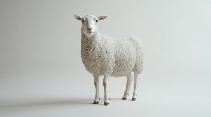 Obraz premium A Majestic White Sheep, a symbol of serenity and peace, standing against a minimalist backdrop.