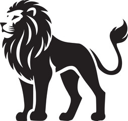 Lion vector illustration in black and white