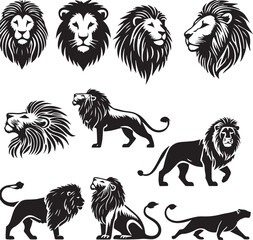 Lion vector illustration in black and white