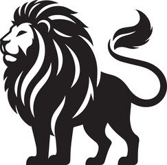 Lion vector illustration in black and white